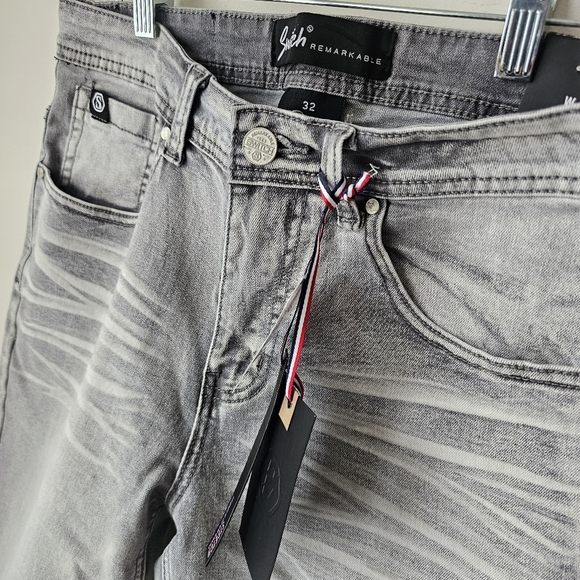 Skinny Fit Men's Gray Shorts with Stretch Size 32 - Picture 10 of 14